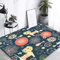 Dark Black Children’s Mat Polyester Animal and Flower Pattern Carpet Pet Friendly Washable Non-Slip Backing Rug for Decoration