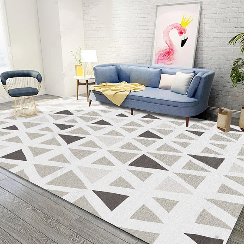 Contemporary Living Room Rug Multicolor Geometric Pattern Rug Polyester Washable Non-Slip Pet-Friendly Area Rug