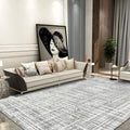 Gray Modernist Carpet Polyester Striped Pattern Carpet Pet-friendly Washable Non-slip Back Carpet for Living Room