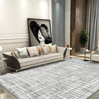 Gray Modernist Carpet Polyester Striped Pattern Carpet Pet-friendly Washable Non-slip Back Carpet for Living Room
