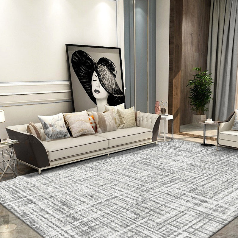 Gray Modernist Carpet Polyester Striped Pattern Carpet Pet-friendly Washable Non-slip Back Carpet for Living Room