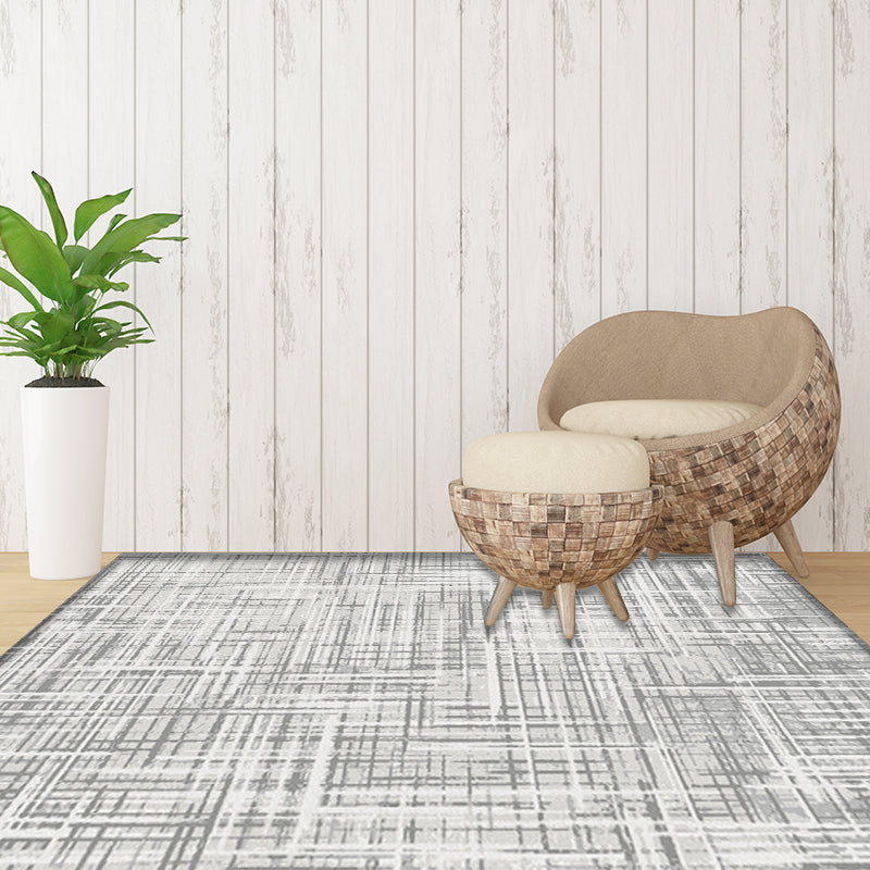 Gray Modernist Carpet Polyester Striped Pattern Carpet Pet-friendly Washable Non-slip Back Carpet for Living Room