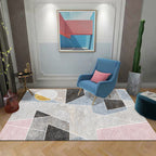Unique geometric patterned carpet with gray stripe Modern carpet Polyester Washable Pet-friendly non-slip carpet for the living room