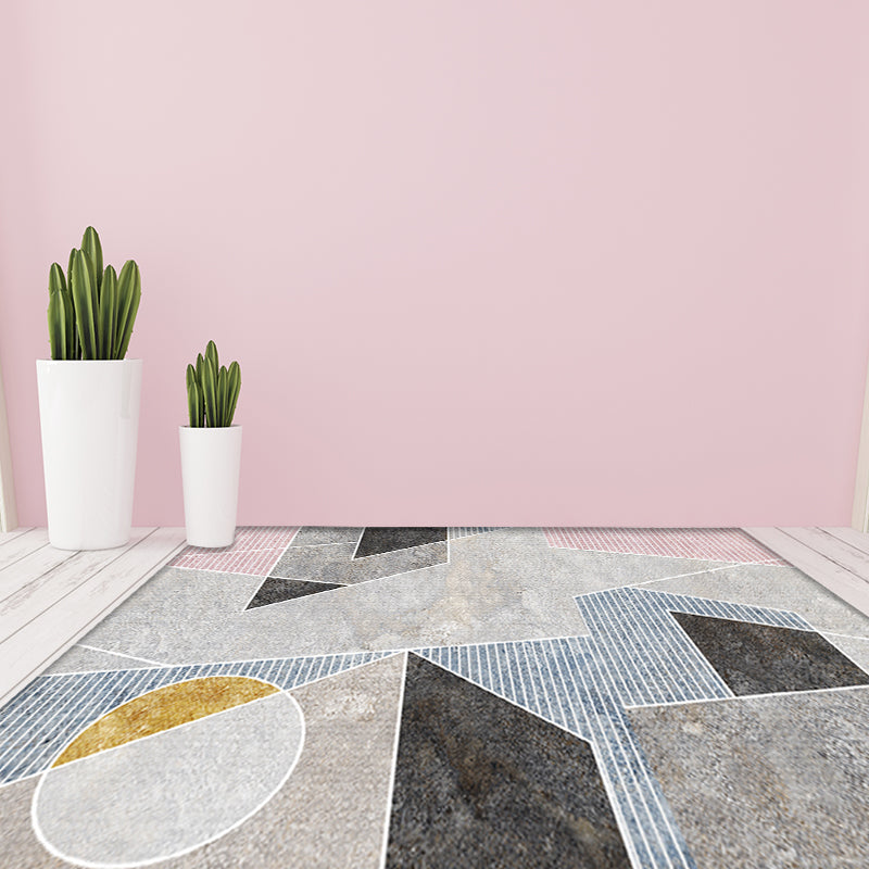 Unique geometric patterned carpet with gray stripe Modern carpet Polyester Washable Pet-friendly non-slip carpet for the living room