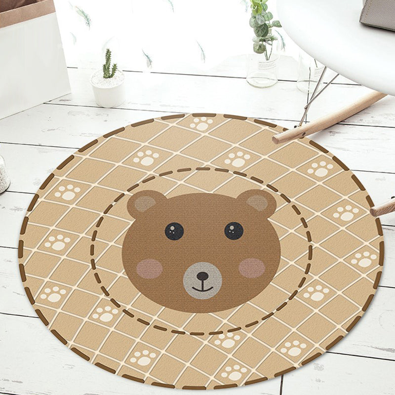 Black and Green Children's Carpet Polyester Cartoon Animal and Flower Pattern Rug Pet Friendly Washable Non-Slip Backing Rug for Decoration