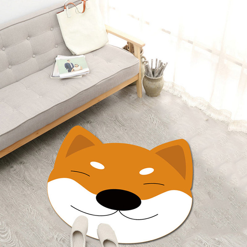 Children's Cartoon Animal Pattern Rug Green and Blue Polyester Rug Washable Pet-Friendly Non-Slip Area Rug for the Children's Room