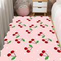 Pink Children's Carpet Synthetic Cherry Pattern Carpet Pet Friendly Washable Non-Slip Back Carpet for Decoration