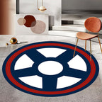 Unique navigation pattern rug with ship and anchor Blue and White children's rug Polyester Washable Pet-friendly Non-slip rug for children's room