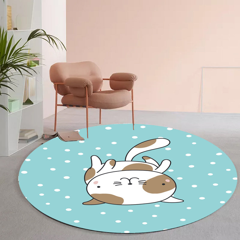 Green and Blue Children's Carpet Polyester Animal and Fish Pattern Carpet Pet Friendly Washable Non-Slip Backing Carpet for Decoration