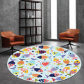 Green and Blue Children's Carpet Polyester Animal and Fish Pattern Carpet Pet Friendly Washable Non-Slip Backing Carpet for Decoration