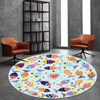 Green and Blue Children's Carpet Polyester Animal and Fish Pattern Carpet Pet Friendly Washable Non-Slip Backing Carpet for Decoration