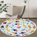 Green and Blue Children's Carpet Polyester Animal and Fish Pattern Carpet Pet Friendly Washable Non-Slip Backing Carpet for Decoration
