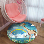 Cute Cartoon Character Pattern Rug Pink Kids Rug Polyester Washable Pet Friendly Non-Slip Rug for the Nursery