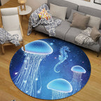 Cute Cartoon Character Pattern Rug Pink Kids Rug Polyester Washable Pet Friendly Non-Slip Rug for the Nursery