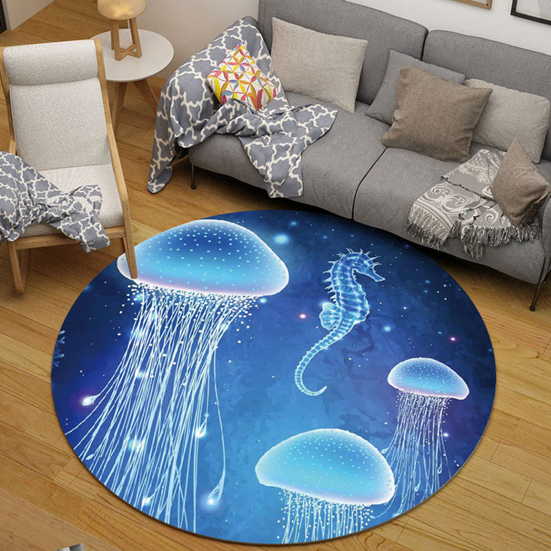 Cute Cartoon Character Pattern Rug Pink Kids Rug Polyester Washable Pet Friendly Non-Slip Rug for the Nursery