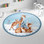 Cute Cartoon Animal Pattern Rug Multicolor Children's Rug Polyester Washable Pet-Friendly Non-Slip Carpet for Kids' Room