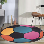 Kids Sports Pattern Rug Multicolored Polyester Rug Washable Pet-Friendly Non-Slip Rug for the Children's Room