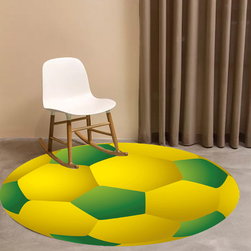 Kids Sports Pattern Rug Multicolored Polyester Rug Washable Pet-Friendly Non-Slip Rug for the Children's Room