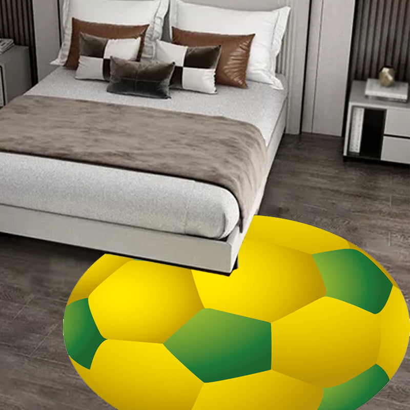Kids Sports Pattern Rug Multicolored Polyester Rug Washable Pet-Friendly Non-Slip Rug for the Children's Room