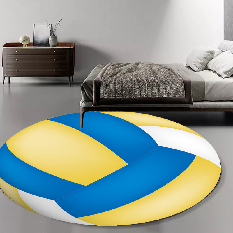 Kids Sports Pattern Rug Multicolored Polyester Rug Washable Pet-Friendly Non-Slip Rug for the Children's Room