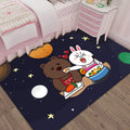 Unique Cartoon Animal Pattern Rug Black and Blue Kids Rug Polyester Pet Friendly Washable Area Rug for Children's Room