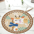 Stylish Cartoon Animal Pattern Carpet Green and Blue Kids Carpet Polyester Pet-Friendly Washable Non-Slip Backing Carpet for Children's Room