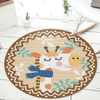 Stylish Cartoon Animal Pattern Carpet Green and Blue Kids Carpet Polyester Pet-Friendly Washable Non-Slip Backing Carpet for Children's Room