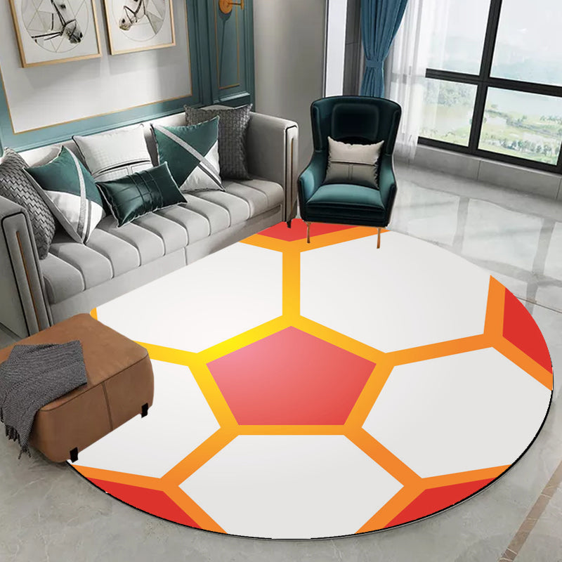 Stylish Sport Pattern Carpet Orange Multicolor Children's Carpet Polyester Pet Friendly Washable Area Rug for Children's Room