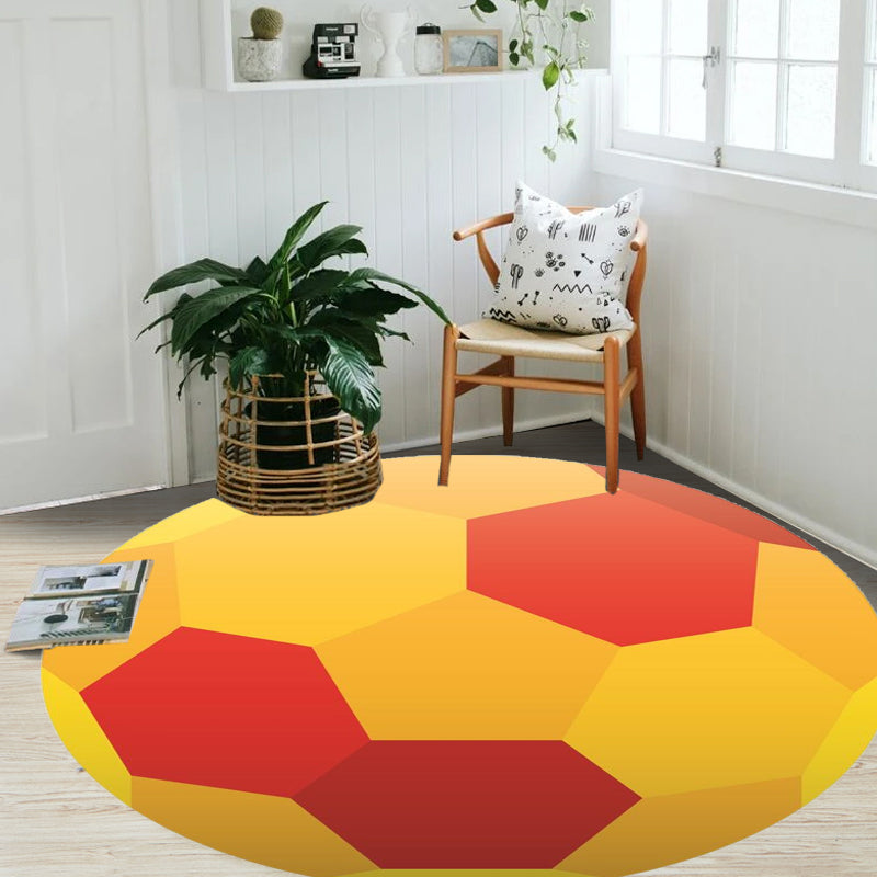 Stylish Sport Pattern Carpet Orange Multicolor Children's Carpet Polyester Pet Friendly Washable Area Rug for Children's Room