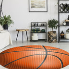 Fancy Sports Pattern Rug Orange and White Children's Rug Polyester Washable Pet-Friendly Non-Slip Rug for the Children's Room
