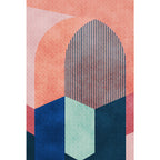 Stylish colorblock striped rug red Casual rug polyester pet-friendly washable rug for the living room