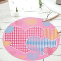 Unusual Heart Pattern Rug with Floral Pink and Blue Children's Rug Polyester Washable Pet Friendly Non-Slip Rug for Children's Room