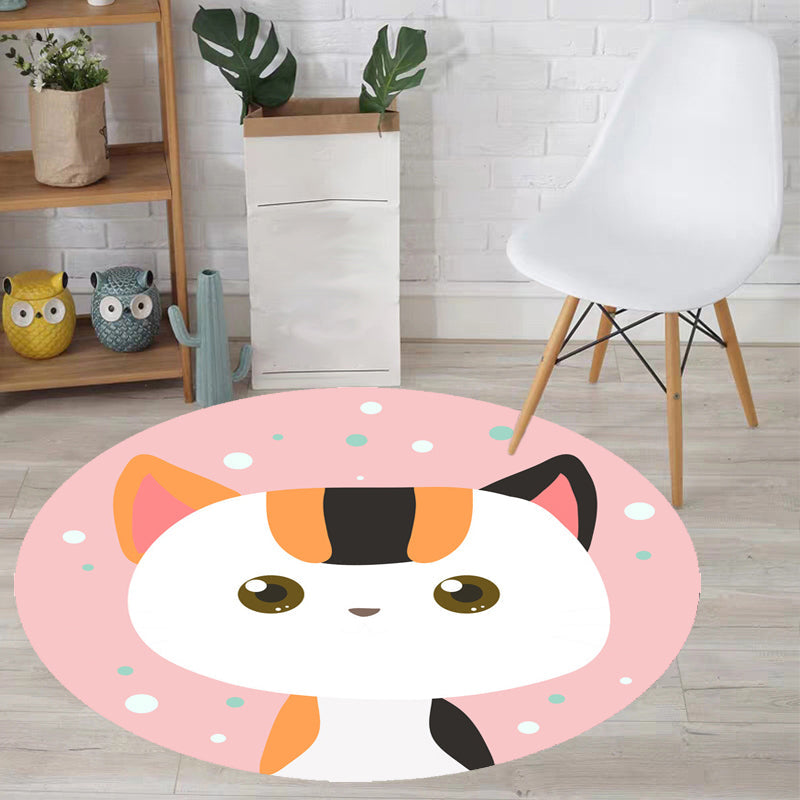 pink and blue children's rug polyester cartoon animals pattern rug pet friendly washable non-slip back rug for decoration