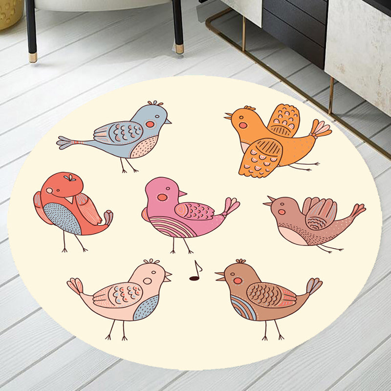 pink and blue children's rug polyester cartoon animals pattern rug pet friendly washable non-slip back rug for decoration