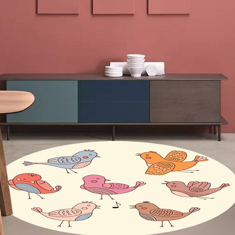 pink and blue children's rug polyester cartoon animals pattern rug pet friendly washable non-slip back rug for decoration