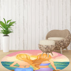 Stylish House Pattern Rug Pink and Green Children's Area Rug Polyester Pet-Friendly Washable Non-Slip Backing Area Rug for Nursery