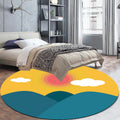 Stylish House Pattern Rug Pink and Green Children's Area Rug Polyester Pet-Friendly Washable Non-Slip Backing Area Rug for Nursery