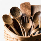 Teak Wooden Kitchen Utensil Set with Holder