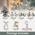 2ft Mini Christmas Tree Decoration With Flocked Snowflakes, Xmas Ornaments For Table Top For Home & Office