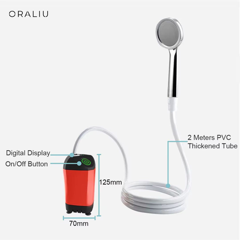 Portable Camping Shower with Pump – USB Rechargeable, 4400mAh Battery, Compact & Easy Setup