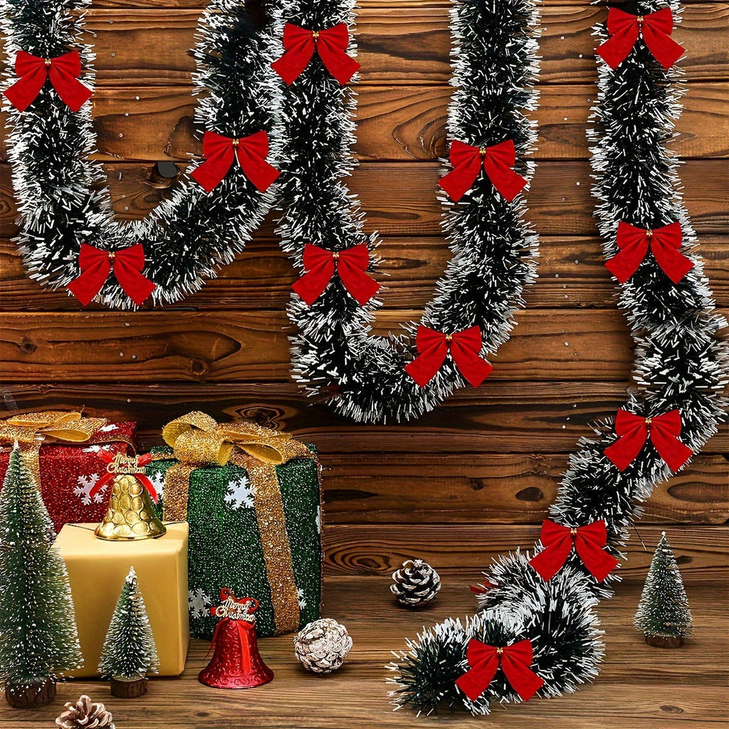 LumaTinsel LED Christmas Garland – Set of 2 Wireless Metallic String Lights with Warm Lighting