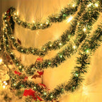 LumaTinsel LED Christmas Garland – Set of 2 Wireless Metallic String Lights with Warm Lighting