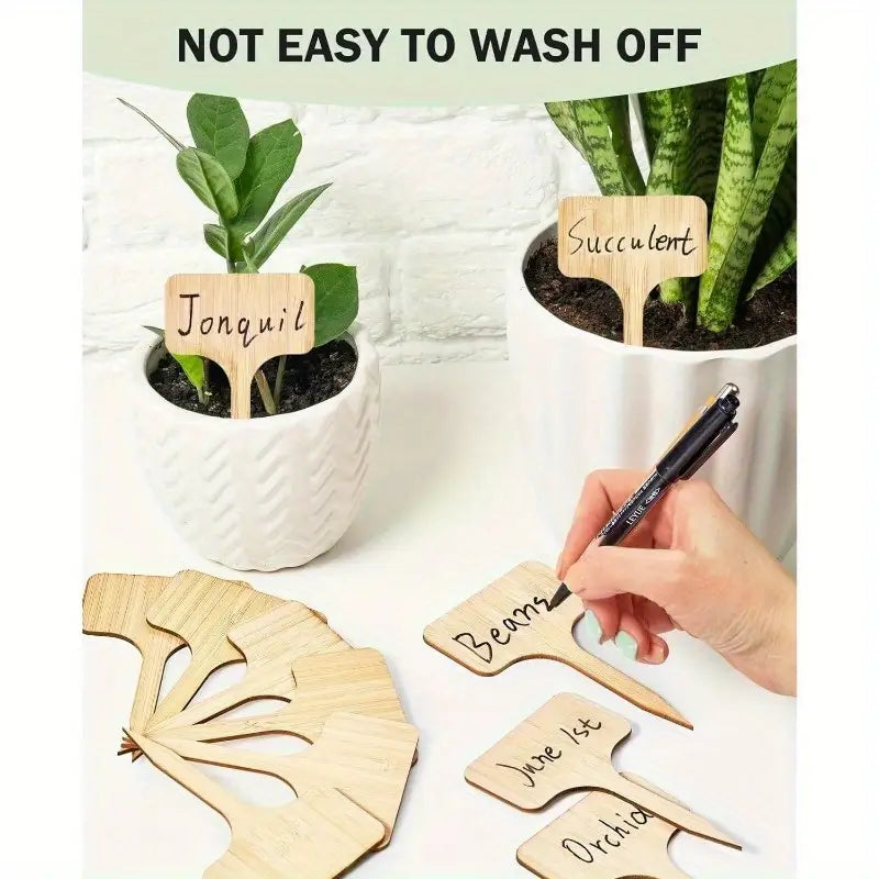 Plant labels made of wood for garden and balcony – Rewritable labels for herbs and plants