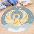 Gray and Yellow Children's Carpet Polyester Cartoon Swan Pattern Carpet Pet Friendly Washable Non-Slip Background Rug for Decoration
