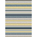 Stylish striped pattern carpet with flowers gray and yellow Bohemian carpet synthetic pet-friendly non-slip back washable carpet for the living room