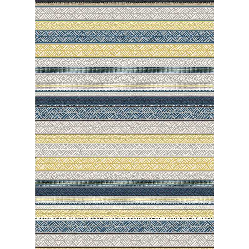 Stylish striped pattern carpet with flowers gray and yellow Bohemian carpet synthetic pet-friendly non-slip back washable carpet for the living room
