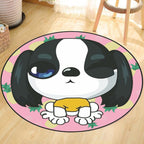 Gray and Yellow Children's Carpet Polyester Dog and Cat Pattern Carpet Pet Friendly Washable Non-Slip Backing Carpet for Decoration