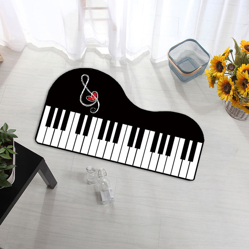 Unusual Piano Pattern Carpet with Notes Multicolor Children's Rug Polyester Washable Pet Friendly Non-Slip Carpet for Children's Room