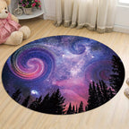 Nordic Galaxy Pattern Rug Black and Blue Kids Rug Polyester Pet Friendly Washable Rug for the Children's Room