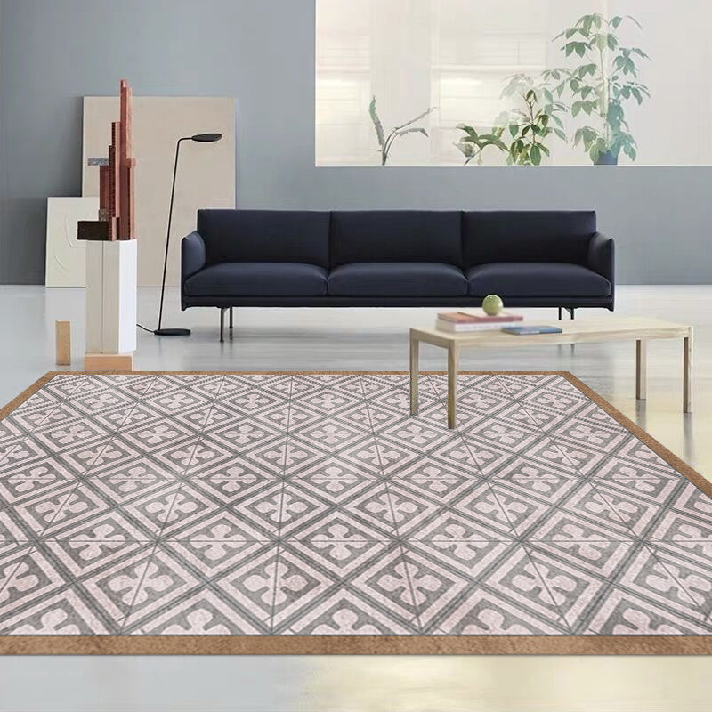 Retro Tribal geometric pattern rug Brown and Blue rug Polyester washable pet-friendly non-slip rug for living room